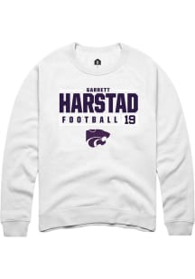 Garrett Harstad  Rally K-State Wildcats Mens White NIL Stacked Box Long Sleeve Crew Sweatshirt