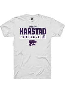 Garrett Harstad  K-State Wildcats White Rally NIL Stacked Box Short Sleeve T Shirt