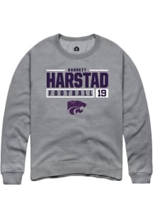 Garrett Harstad  Rally K-State Wildcats Mens Graphite NIL Stacked Box Long Sleeve Crew Sweatshirt