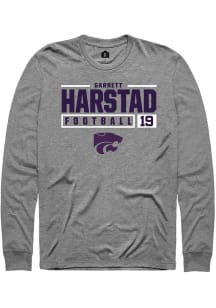 Garrett Harstad  K-State Wildcats Graphite Rally NIL Stacked Box Long Sleeve T Shirt