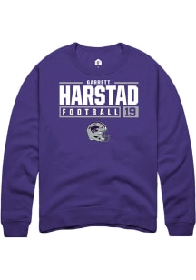Garrett Harstad  Rally K-State Wildcats Mens Purple NIL Stacked Box Long Sleeve Crew Sweatshirt