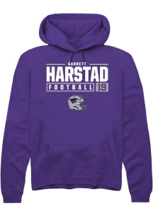 Garrett Harstad  Rally K-State Wildcats Mens Purple NIL Stacked Box Long Sleeve Hoodie