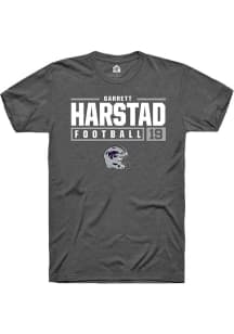 Garrett Harstad  K-State Wildcats Dark Grey Rally NIL Stacked Box Short Sleeve T Shirt