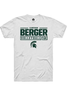 Cameron Berger  Michigan State Spartans White Rally NIL Stacked Box Short Sleeve T Shirt