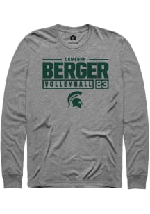 Cameron Berger  Michigan State Spartans Graphite Rally NIL Stacked Box Long Sleeve T Shirt