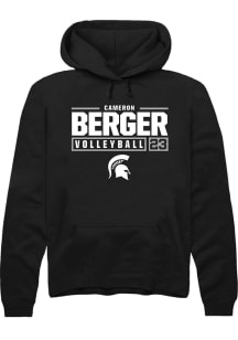 Cameron Berger  Rally Michigan State Spartans Mens Black NIL Stacked Box Long Sleeve Hoodie