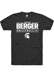 Cameron Berger  Michigan State Spartans Black Rally NIL Stacked Box Short Sleeve T Shirt