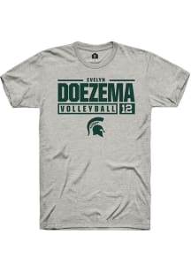 Evelyn Doezema  Michigan State Spartans Ash Rally NIL Stacked Box Short Sleeve T Shirt