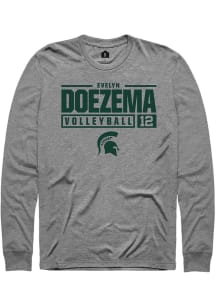 Evelyn Doezema  Michigan State Spartans Graphite Rally NIL Stacked Box Long Sleeve T Shirt