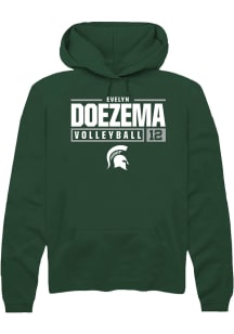 Evelyn Doezema  Rally Michigan State Spartans Mens Green NIL Stacked Box Long Sleeve Hoodie