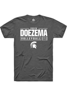 Evelyn Doezema  Michigan State Spartans Dark Grey Rally NIL Stacked Box Short Sleeve T Shirt