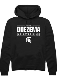 Evelyn Doezema  Rally Michigan State Spartans Mens Black NIL Stacked Box Long Sleeve Hoodie