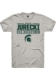 Griffin Jurecki  Michigan State Spartans Ash Rally NIL Stacked Box Short Sleeve T Shirt
