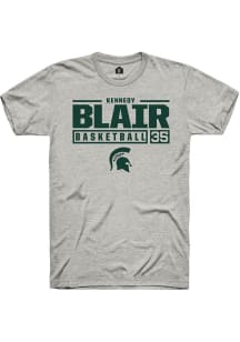 Kennedy Blair  Michigan State Spartans Ash Rally NIL Stacked Box Short Sleeve T Shirt