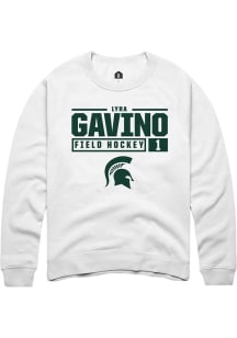 Lyra Gavino  Rally Michigan State Spartans Mens White NIL Stacked Box Long Sleeve Crew Sweatshirt