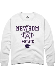 Asa Newsom  Rally K-State Wildcats Mens White NIL Sport Icon Long Sleeve Crew Sweatshirt