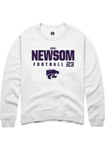 Asa Newsom  Rally K-State Wildcats Mens White NIL Stacked Box Long Sleeve Crew Sweatshirt