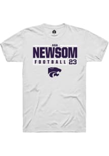 Asa Newsom  K-State Wildcats White Rally NIL Stacked Box Short Sleeve T Shirt