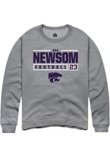 Asa Newsom  Rally K-State Wildcats Mens Graphite NIL Stacked Box Long Sleeve Crew Sweatshirt