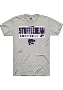 Cody Stufflebean  K-State Wildcats Ash Rally NIL Stacked Box Short Sleeve T Shirt