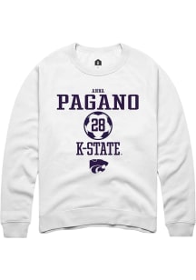 Anna Pagano  Rally K-State Wildcats Mens White NIL Sport Icon Long Sleeve Crew Sweatshirt