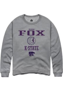 Reagan Fox  Rally K-State Wildcats Mens Graphite NIL Sport Icon Long Sleeve Crew Sweatshirt