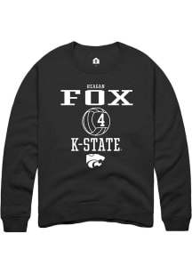 Reagan Fox  Rally K-State Wildcats Mens Black NIL Sport Icon Long Sleeve Crew Sweatshirt