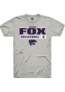 Reagan Fox  K-State Wildcats Ash Rally NIL Stacked Box Short Sleeve T Shirt