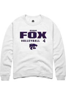 Reagan Fox  Rally K-State Wildcats Mens White NIL Stacked Box Long Sleeve Crew Sweatshirt