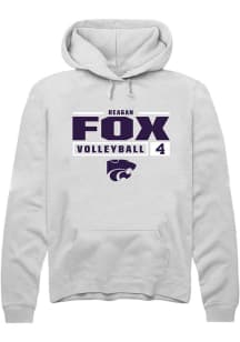 Reagan Fox  Rally K-State Wildcats Mens White NIL Stacked Box Long Sleeve Hoodie