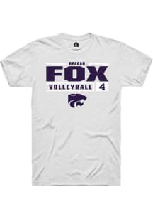 Reagan Fox  K-State Wildcats White Rally NIL Stacked Box Short Sleeve T Shirt