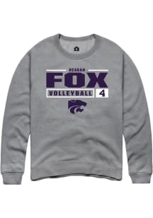 Reagan Fox  Rally K-State Wildcats Mens Graphite NIL Stacked Box Long Sleeve Crew Sweatshirt