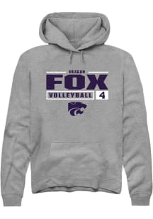 Reagan Fox  Rally K-State Wildcats Mens Graphite NIL Stacked Box Long Sleeve Hoodie