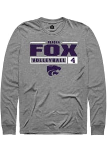 Reagan Fox  K-State Wildcats Graphite Rally NIL Stacked Box Long Sleeve T Shirt