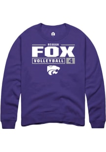 Reagan Fox  Rally K-State Wildcats Mens Purple NIL Stacked Box Long Sleeve Crew Sweatshirt