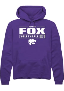 Reagan Fox  Rally K-State Wildcats Mens Purple NIL Stacked Box Long Sleeve Hoodie