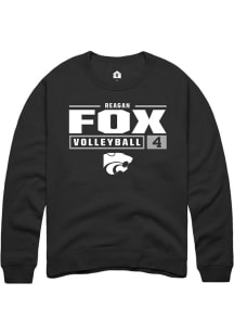 Reagan Fox  Rally K-State Wildcats Mens Black NIL Stacked Box Long Sleeve Crew Sweatshirt