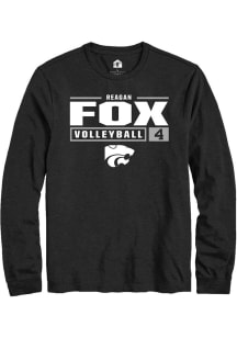 Reagan Fox  K-State Wildcats Black Rally NIL Stacked Box Long Sleeve T Shirt