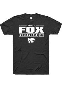 Reagan Fox  K-State Wildcats Black Rally NIL Stacked Box Short Sleeve T Shirt
