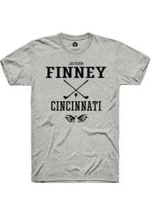 Jackson Finney  Cincinnati Bearcats Ash Rally NIL Sport Icon Short Sleeve T Shirt