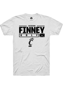 Jackson Finney  Cincinnati Bearcats White Rally NIL Stacked Box Short Sleeve T Shirt