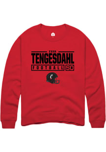 Evan Tengesdahl  Rally Cincinnati Bearcats Mens Red NIL Stacked Box Long Sleeve Crew Sweatshirt