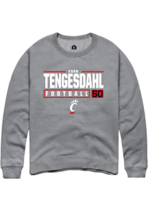 Evan Tengesdahl  Rally Cincinnati Bearcats Mens Graphite NIL Stacked Box Long Sleeve Crew Sweatshi..