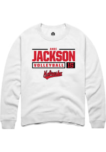 Andi Jackson  Rally Nebraska Cornhuskers Mens White NIL Stacked Box Long Sleeve Crew Sweatshirt