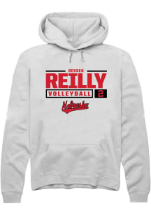 Bergen Reilly  Rally Nebraska Cornhuskers Mens White NIL Stacked Box Long Sleeve Hoodie