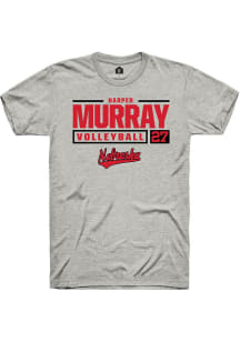 Harper Murray  Nebraska Cornhuskers Ash Rally NIL Stacked Box Short Sleeve T Shirt