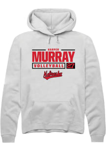 Harper Murray  Rally Nebraska Cornhuskers Mens White NIL Stacked Box Long Sleeve Hoodie