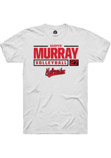 Harper Murray  Nebraska Cornhuskers White Rally NIL Stacked Box Short Sleeve T Shirt