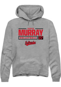 Harper Murray  Rally Nebraska Cornhuskers Mens Graphite NIL Stacked Box Long Sleeve Hoodie