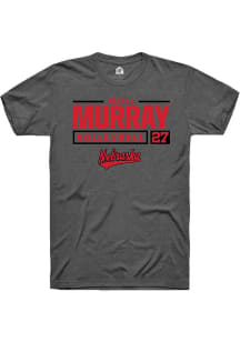 Harper Murray  Nebraska Cornhuskers Dark Grey Rally NIL Stacked Box Short Sleeve T Shirt